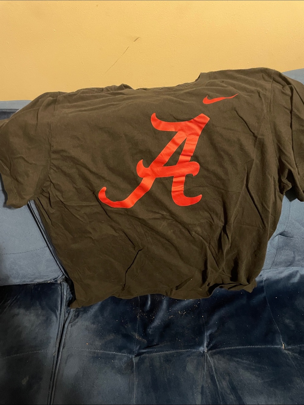 Nike Black Short-Sleeve Tee with Red Script 'A' Logo